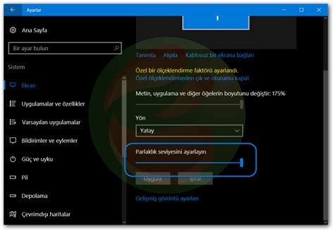 Ekran parlaklığını ve süresini ayarlamak